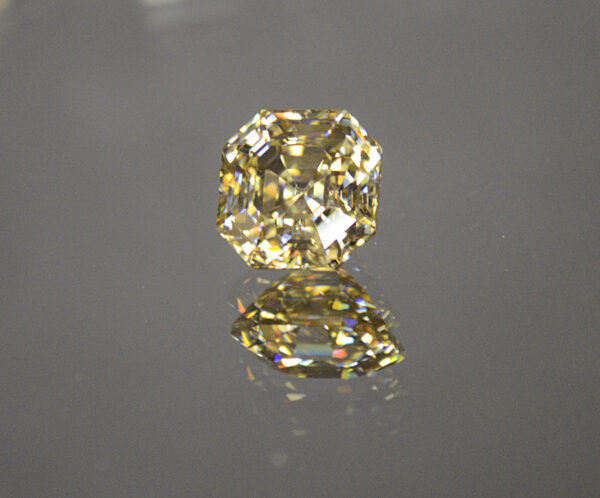 Lab Moissanite - Asscher Design - 9.5mm - Champagne color -   Precision Faceted by Hawk